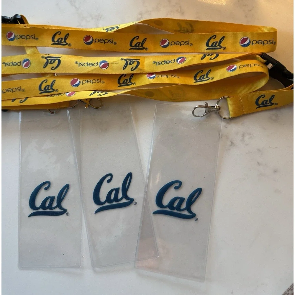 Set of 3 University California Berkeley Cal Lanyard Blue Yellow Lanyards Pepsi